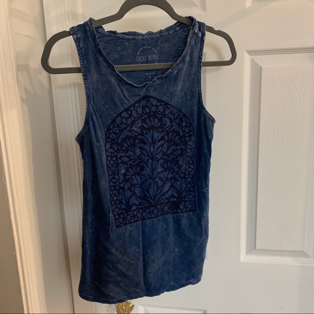 Beautifully embroidered blue tank top!